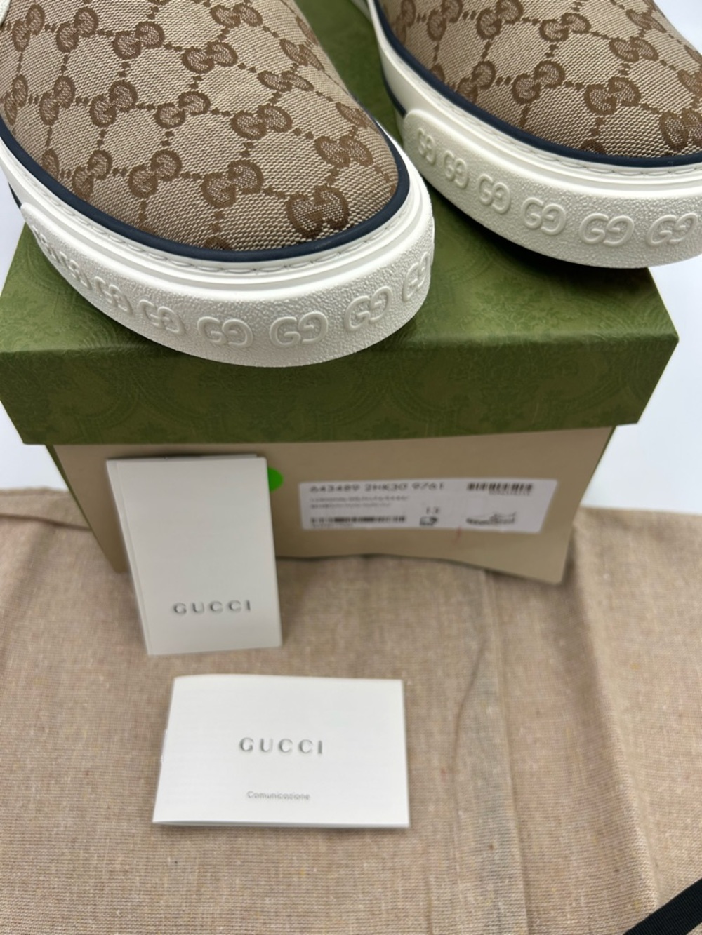 Men's Gucci tennis 1977 slip on sneakers GG canvas size 13 made in Italy - Picture 6 of 10